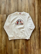 350 -White Embroidered DCL Mickey & Minnie Confetti Crewneck - L