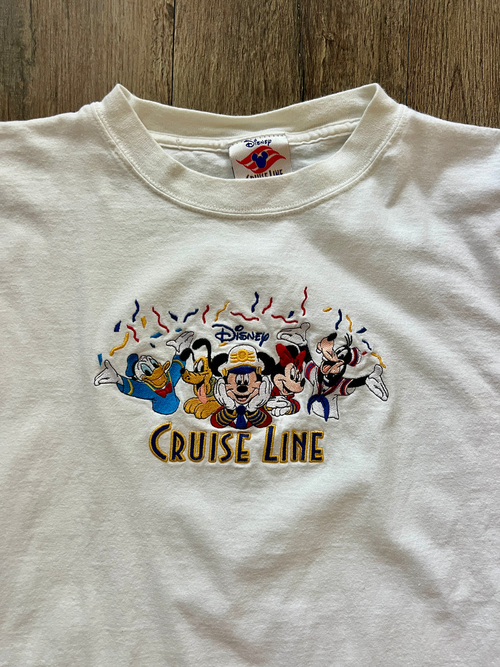 352 -White Embroidered DCL Fab 5 Confetti Shirt - L