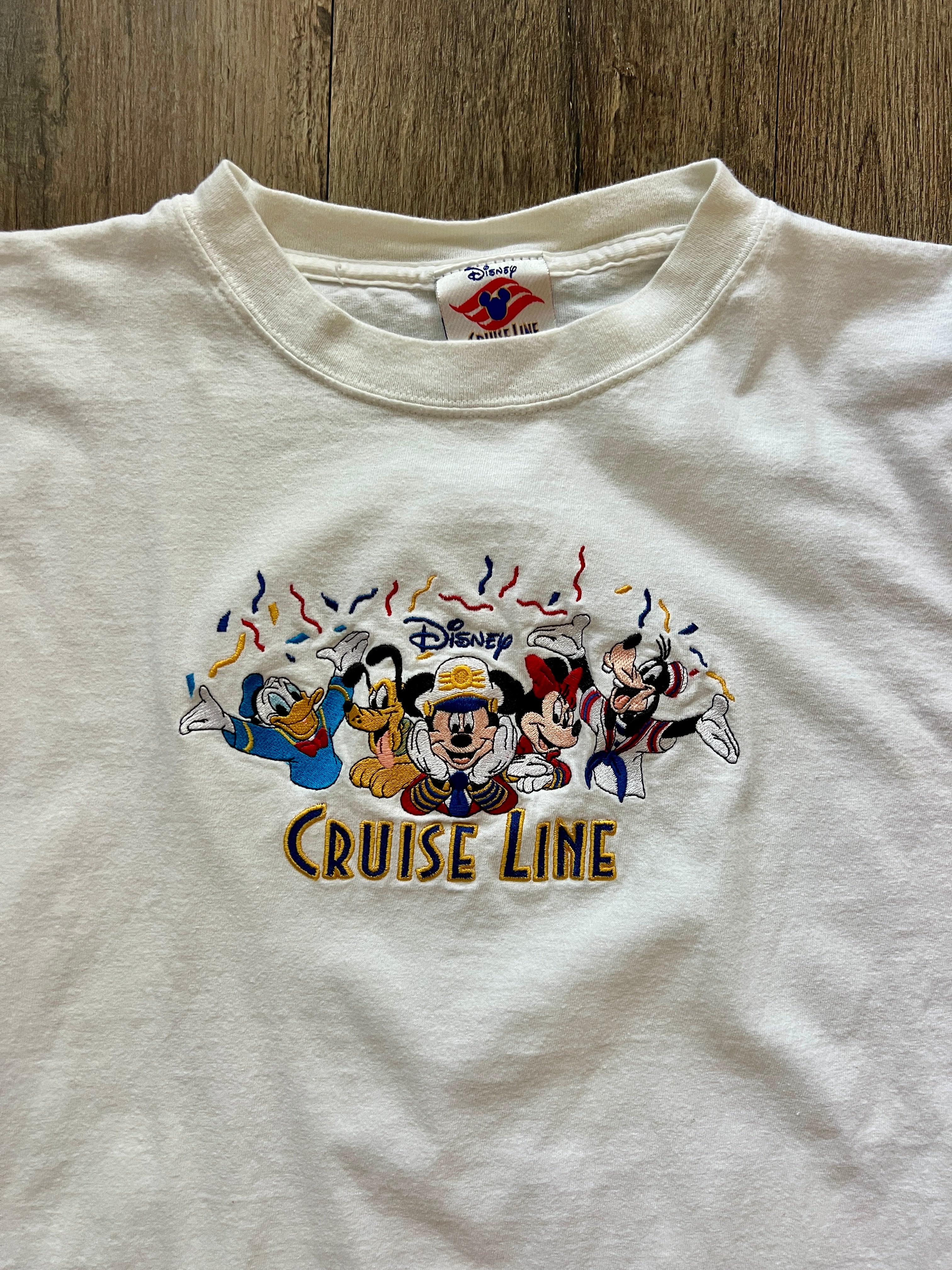352 -White Embroidered DCL Fab 5 Confetti Shirt - L