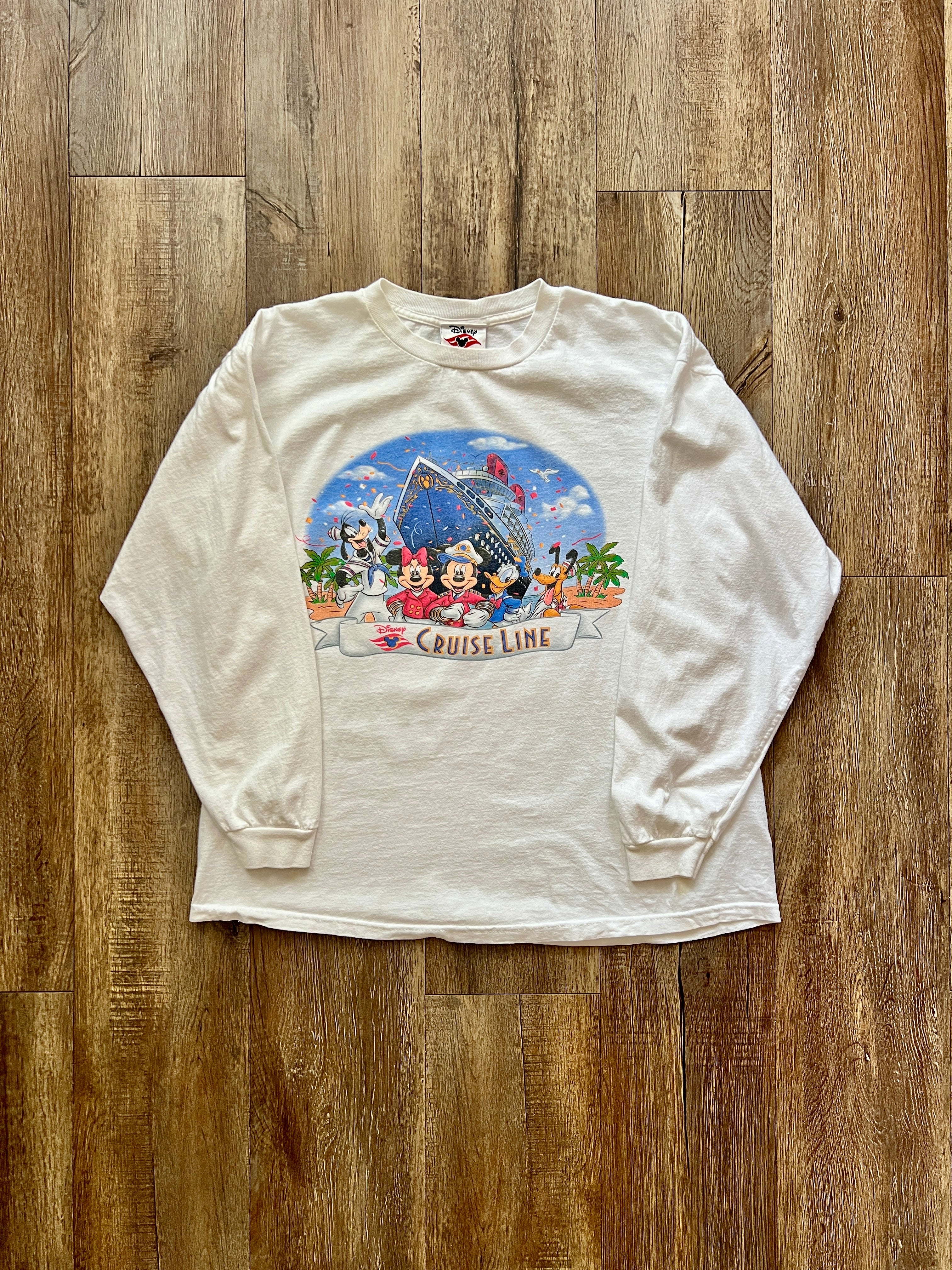 347 -White DCL Mickey & Friends Autograph Long Sleeve - L