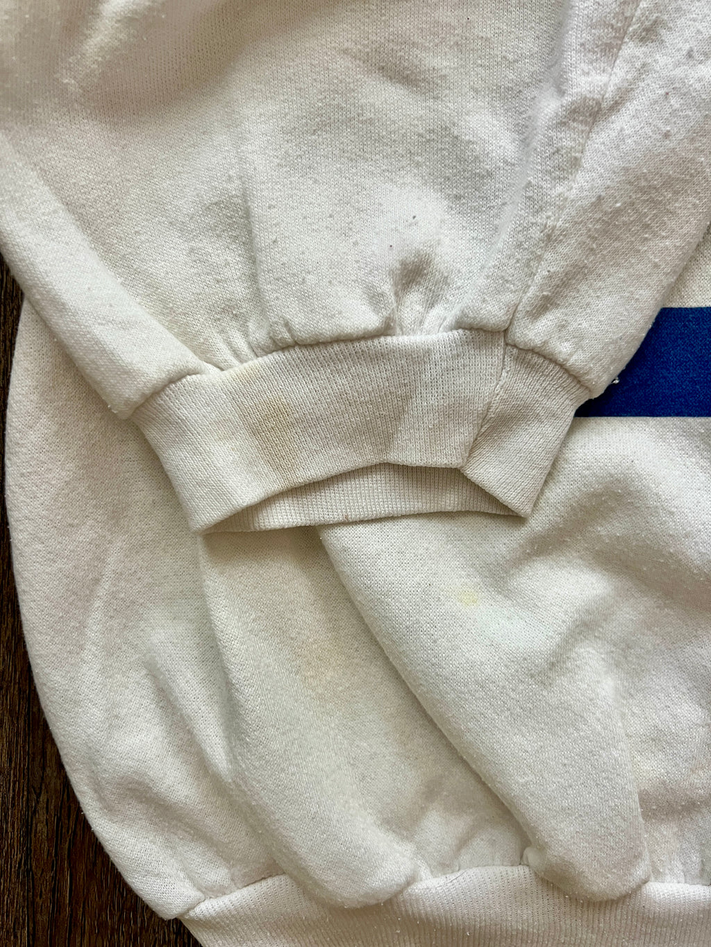 332 -White Ahoy! Mickey Blue Striped Crewneck - L