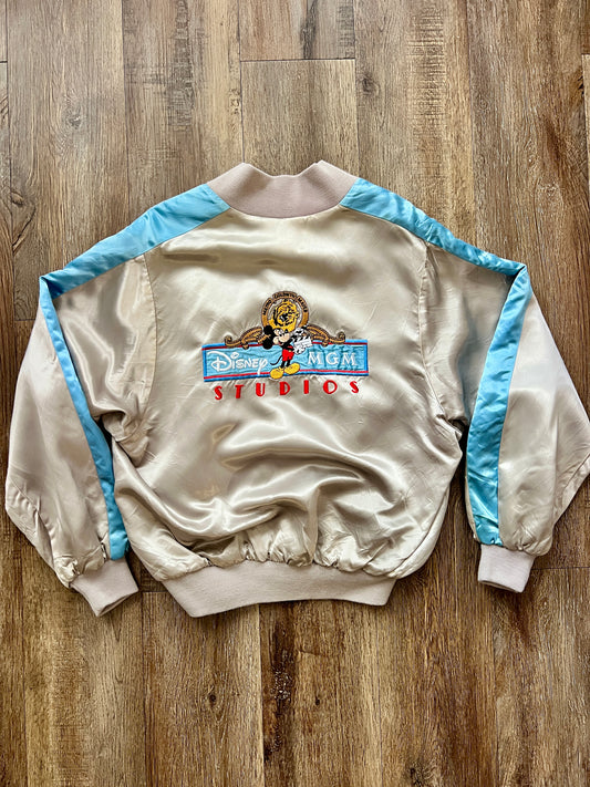 364 -Silver Satin MGM Studios Bomber Jacket - M