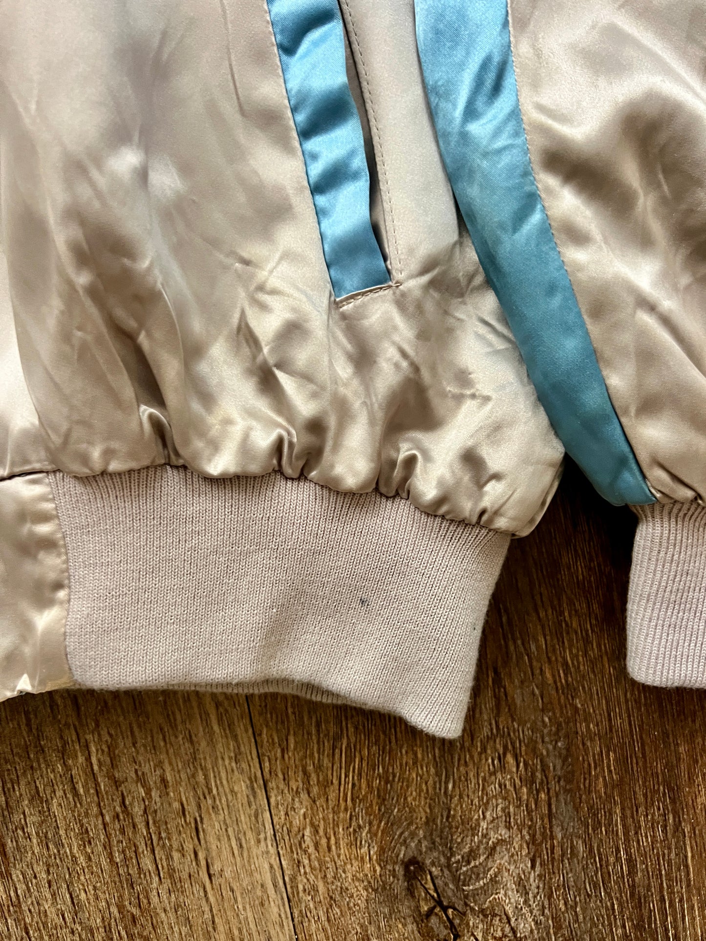 364 -Silver Satin MGM Studios Bomber Jacket - M