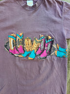 1362 - Purple Wraparound Cowboy Boots Snake Print Shirt - L