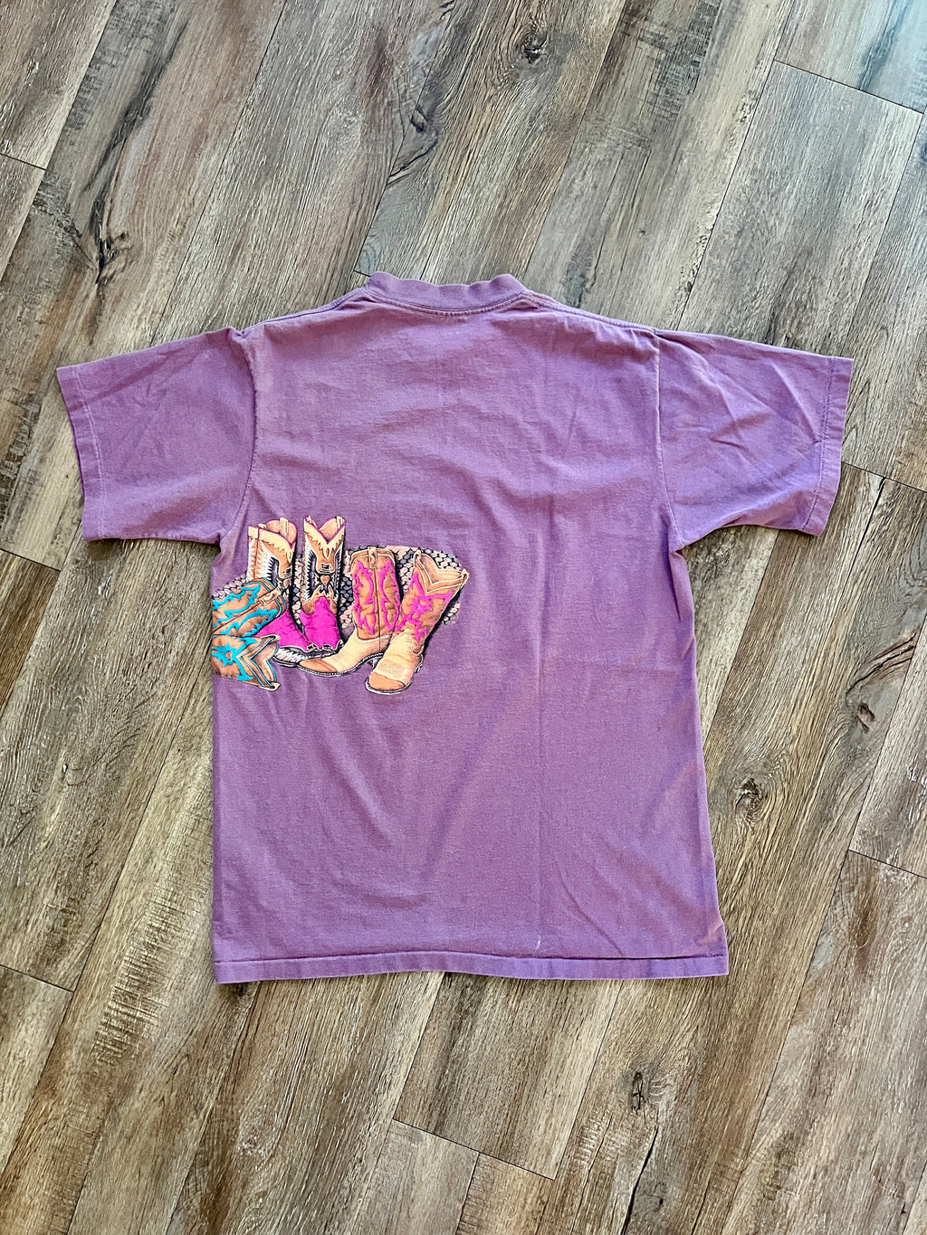 1362 - Purple Wraparound Cowboy Boots Snake Print Shirt - L