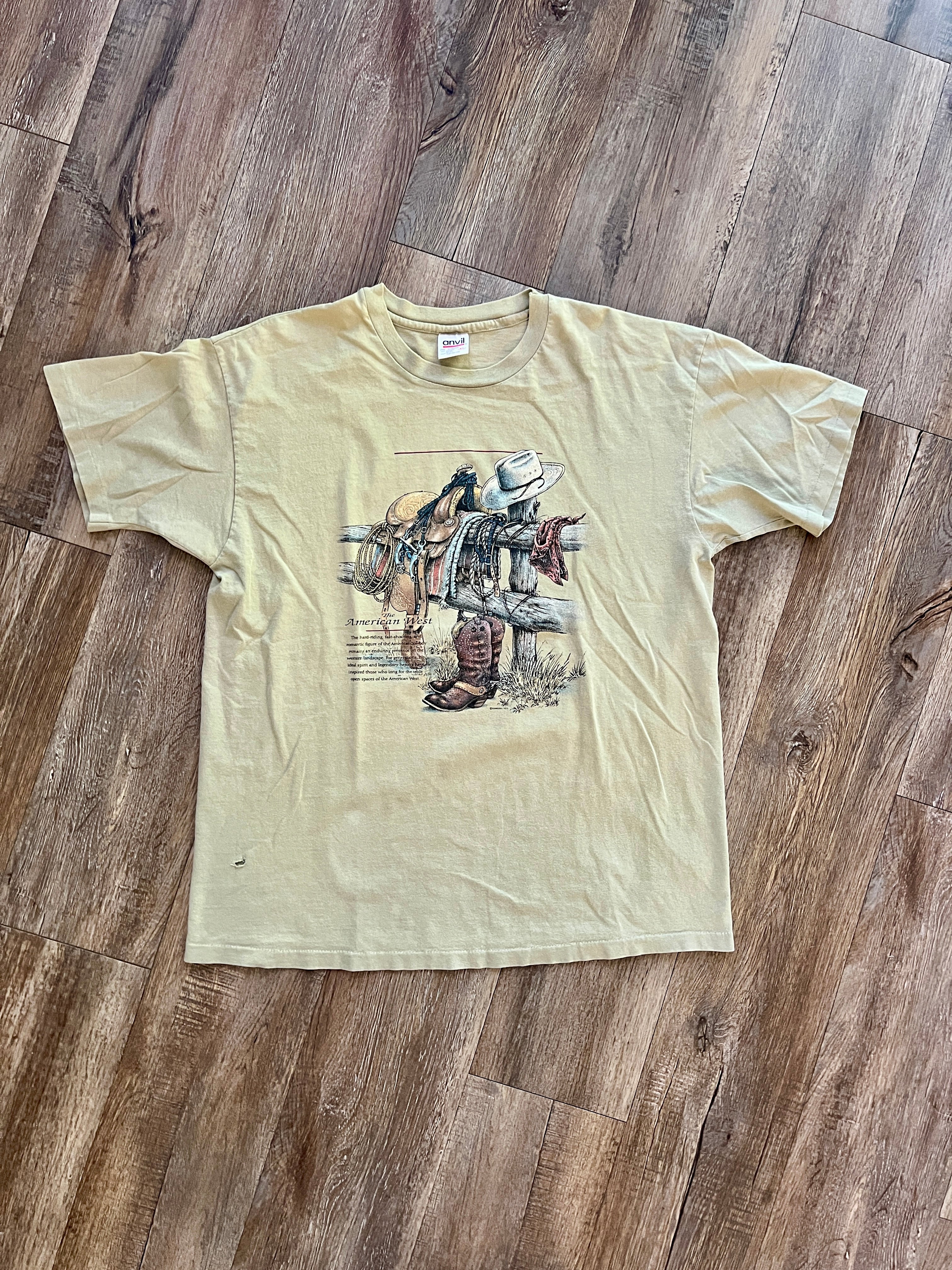 1362 - Tan Anvil American West Saddle Fence Post Shirt - XL