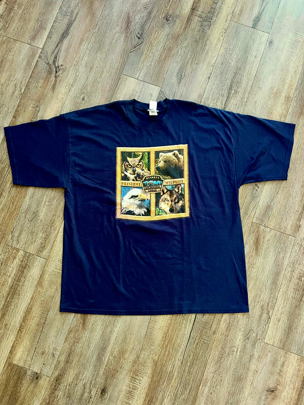 1363 - NWT Navy Wilderness Lodge 4 Square Animal Shirt - 2XL