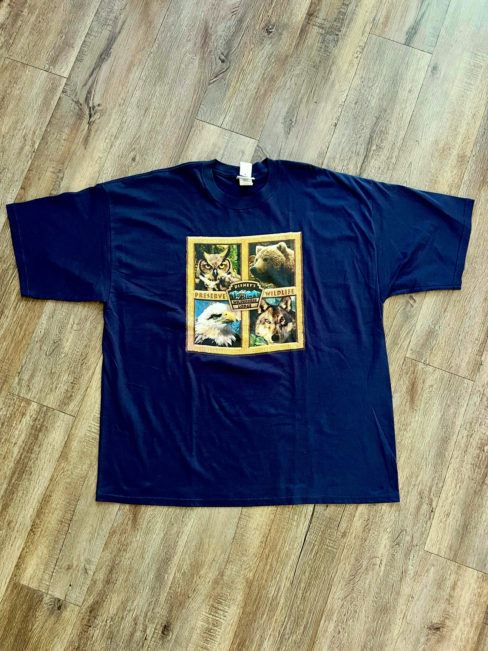 1363 - NWT Navy Wilderness Lodge 4 Square Animal Shirt - 2XL