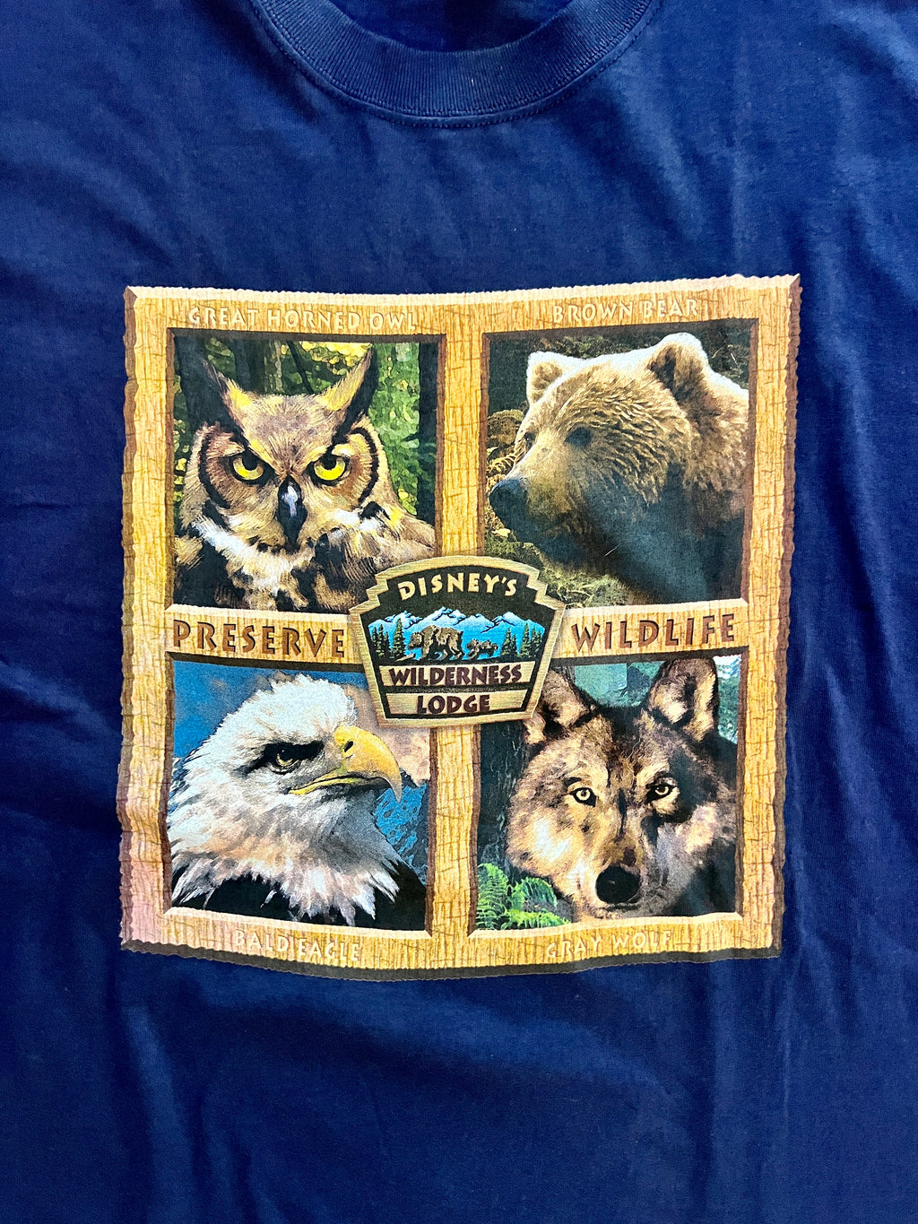1363 - NWT Navy Wilderness Lodge 4 Square Animal Shirt - 2XL