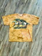 1364 - Gold 1999 The Mountain Tie-Dye Running Horses Shirt - XL
