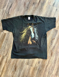 1366 - Black Double Horse Shirt - 3XL