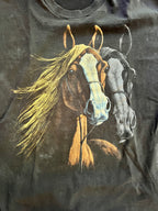 1366 - Black Double Horse Shirt - 3XL