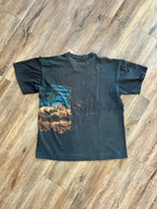 1367 - Black Wraparound Running Horses Desert Scene Shirt - XL