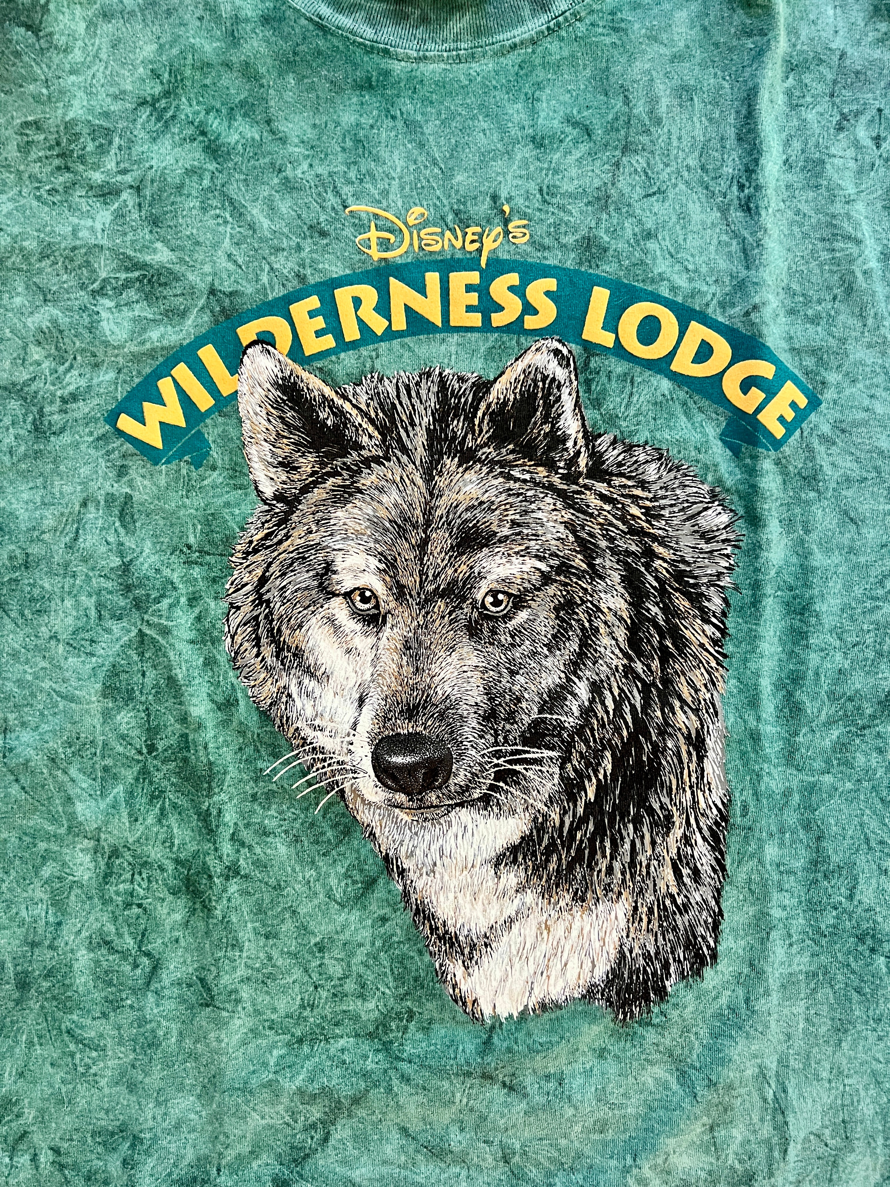 1368 - Green Tie-Dye Wilderness Lodge Wolf Shirt - OSFA