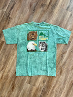1369 - Green Tie-Dye Wilderness Lodge 4 Square Animal Logo Shirt - OSFA
