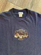 1370 - Navy Embroidered Fort Wilderness Canoe & Tent Campfire Shirt - 2XL
