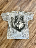1373 - Grey Tie-Dye 2002 The Mountain Double Wolf Shirt - 2XL