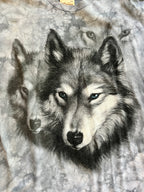 1373 - Grey Tie-Dye 2002 The Mountain Double Wolf Shirt - 2XL
