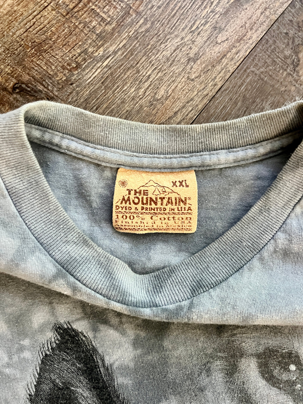1373 - Grey Tie-Dye 2002 The Mountain Double Wolf Shirt - 2XL