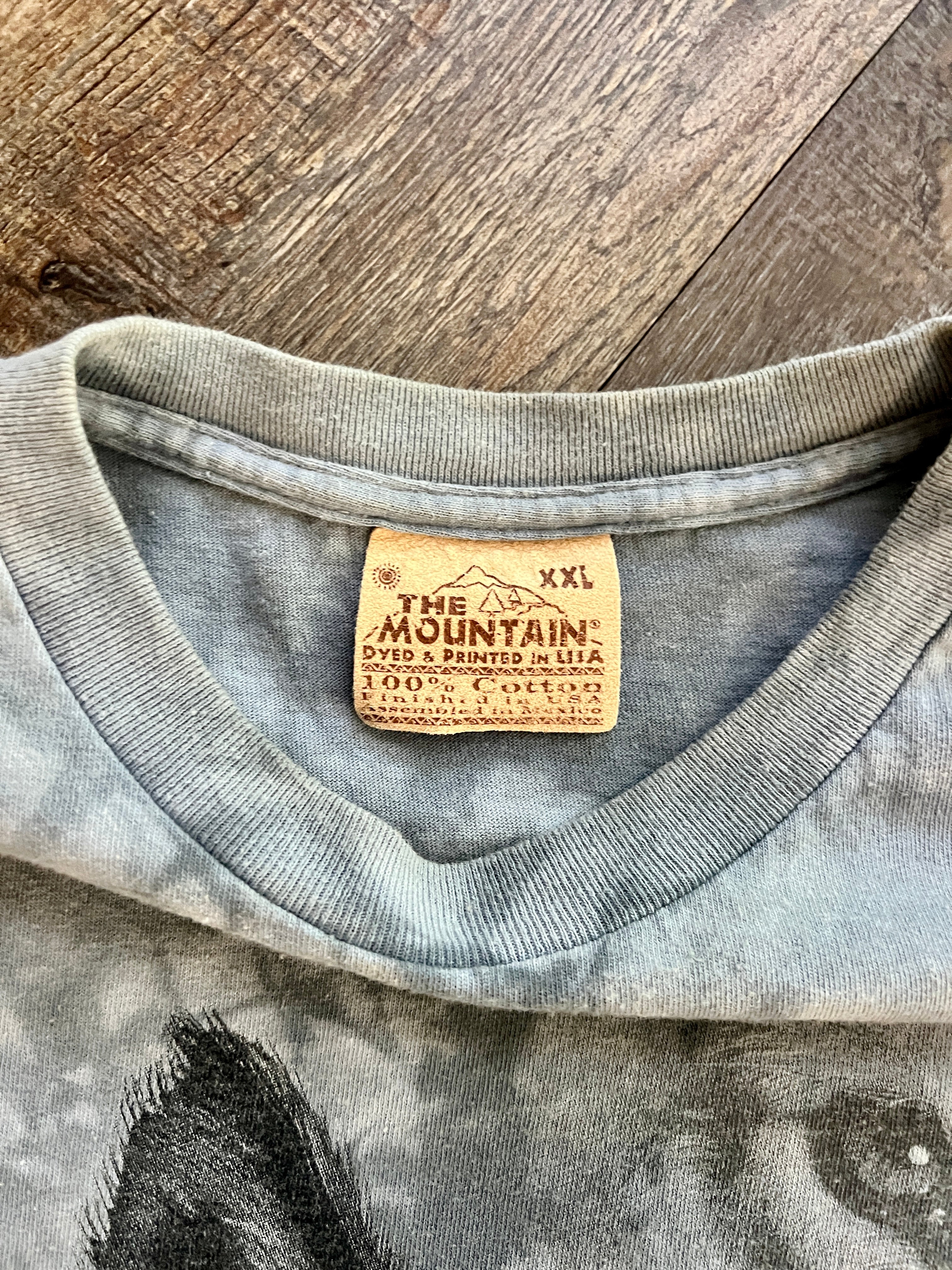 1373 - Grey Tie-Dye 2002 The Mountain Double Wolf Shirt - 2XL