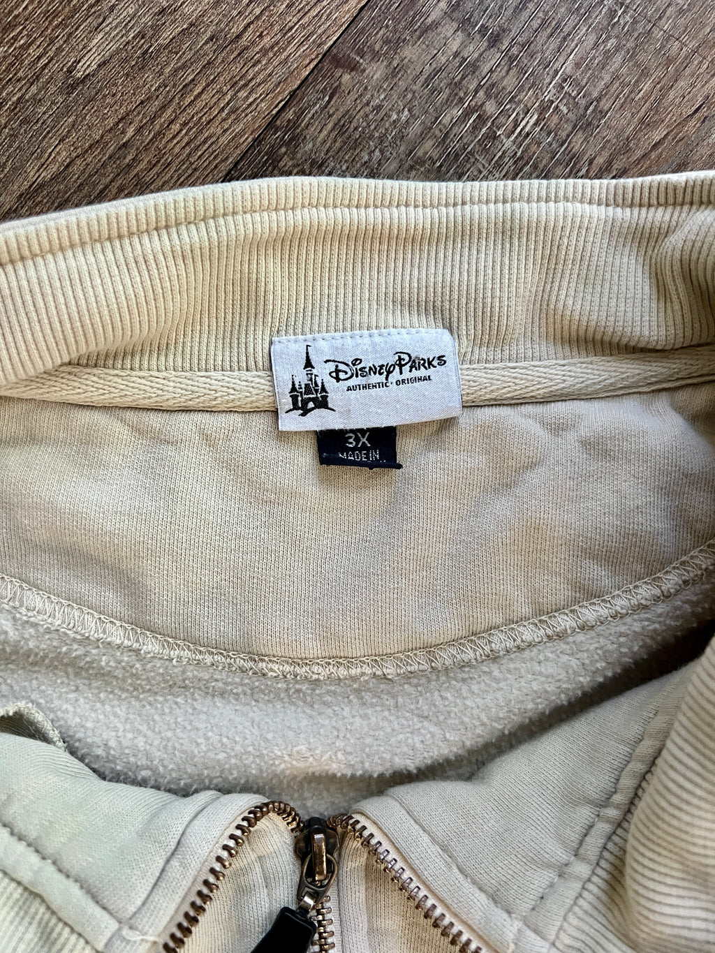 1374 - Beige Embroidered Fort Wilderness Quarter Zip Pullover - 3X