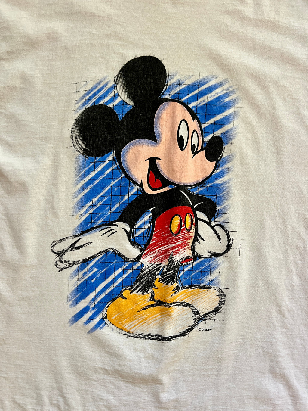 1326 - White & Blue Sketch Mickey Shirt - XL