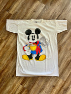 1328 - White Mickey Robe Newspaper Sleep Shirt - OSFA