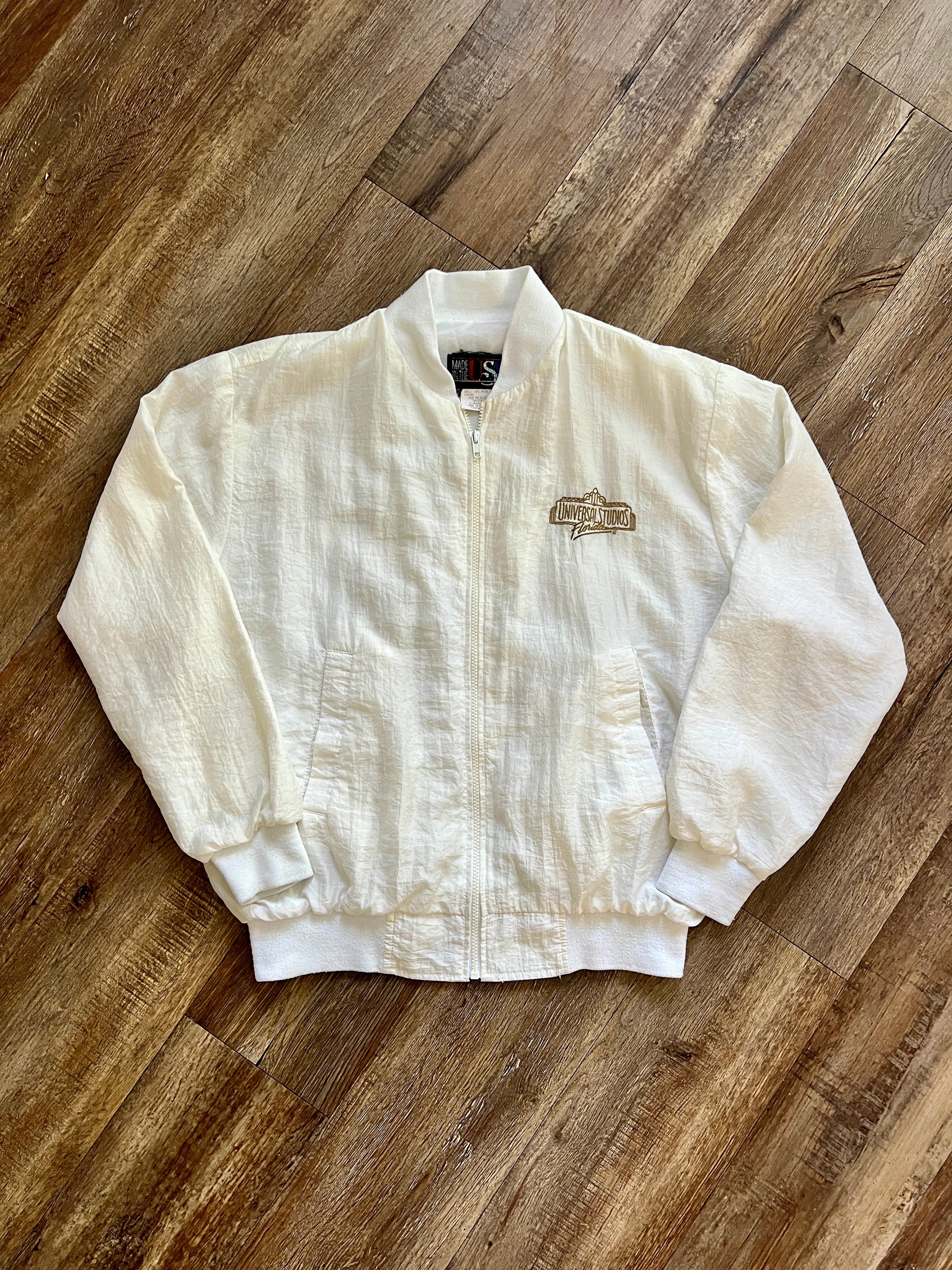 1330 - White Embroidered Universal Studios Florida Bomber - L