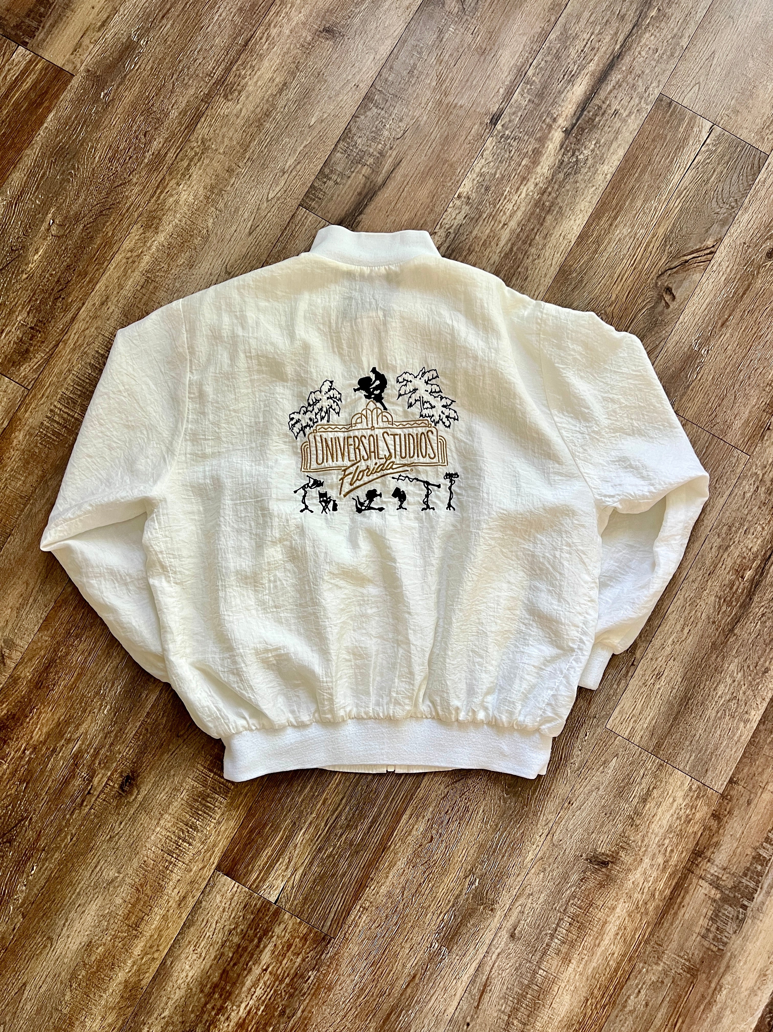 1330 - White Embroidered Universal Studios Florida Bomber - L