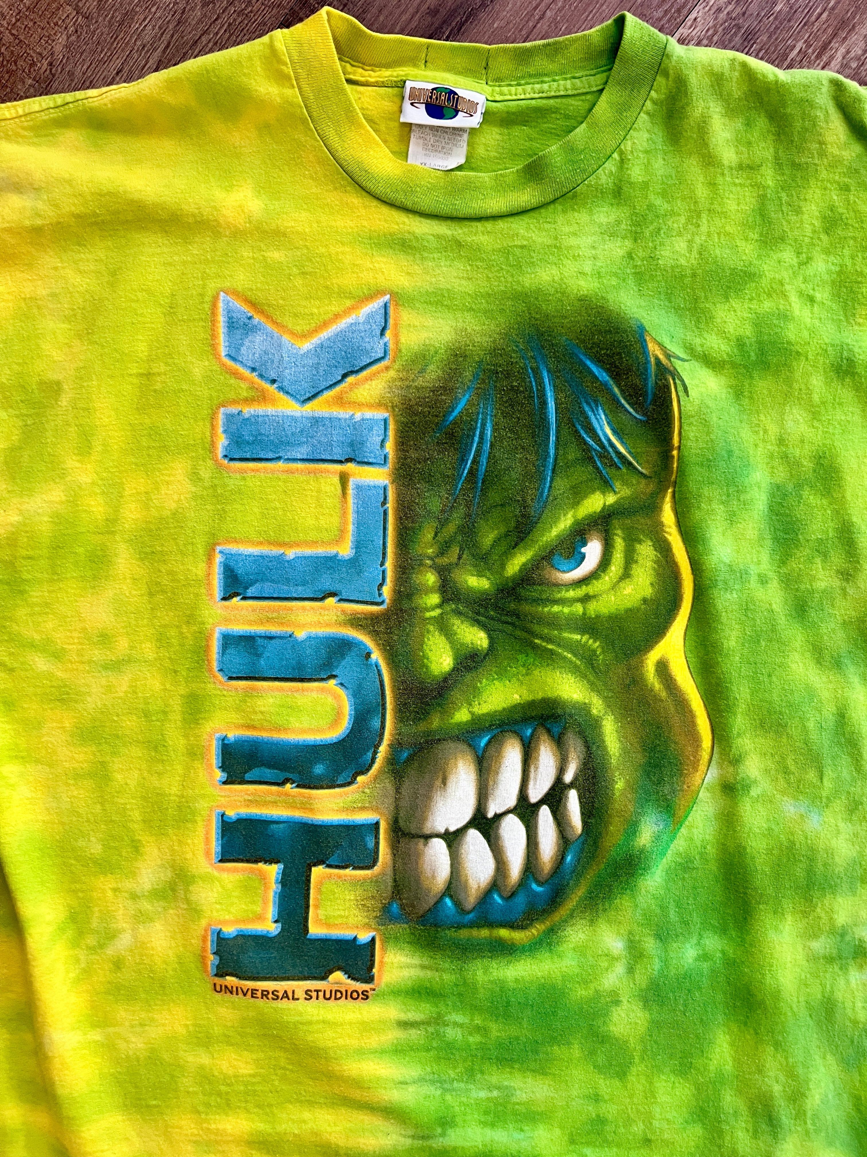 1334 - Lime Tie-Dye HULK Universal Orlando Shirt - XL