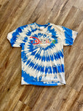 1335 - White & Blue Tie-Dye Character Letter Shirt - M