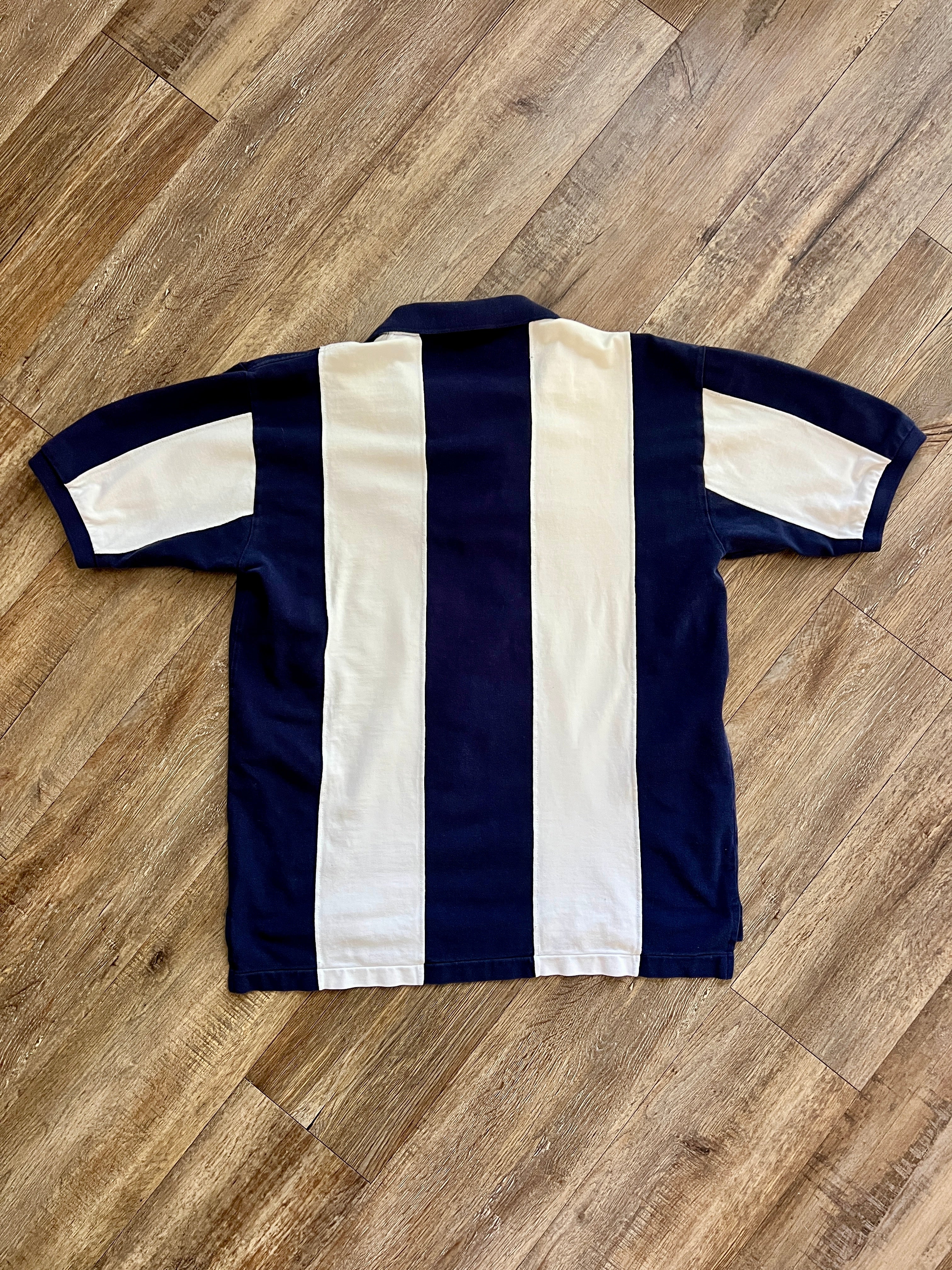 1336 - White & Navy Striped DCL Polo - L