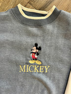 1338 - Blue & Beige Genus Elbow Patch Embroidered Mickey Pullover - XL