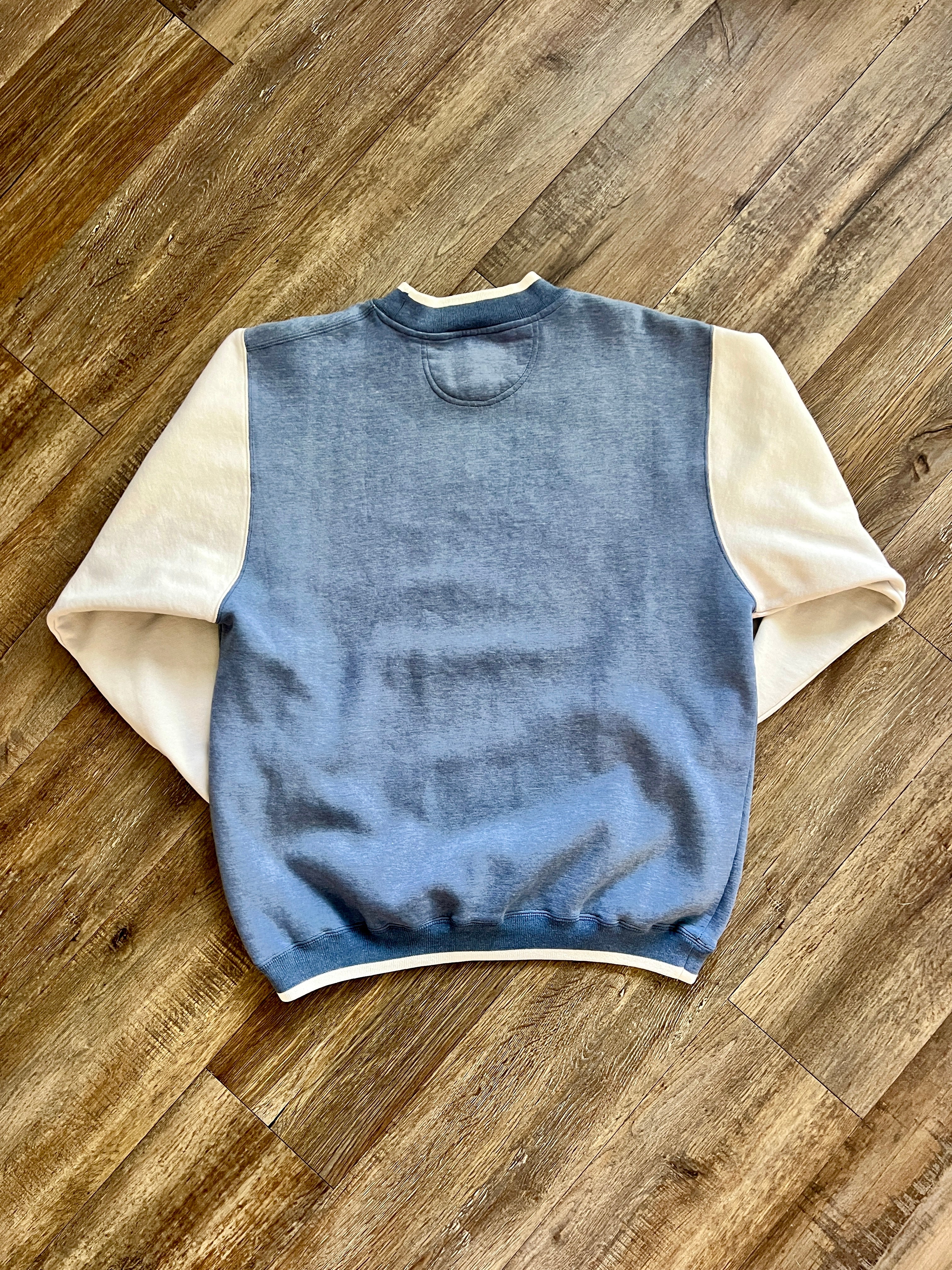 1338 - Blue & Beige Genus Elbow Patch Embroidered Mickey Pullover - XL