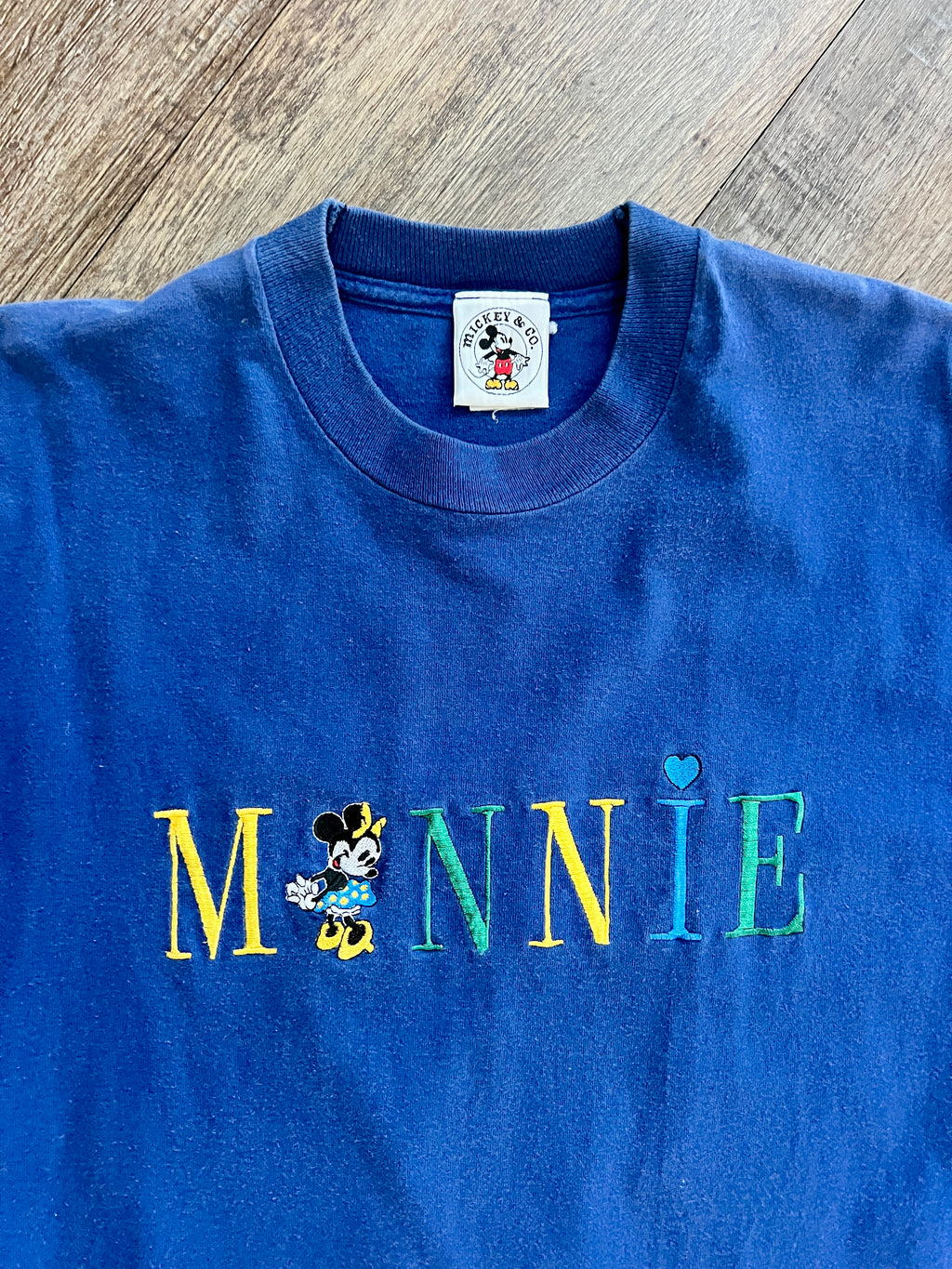 1340 - Blue Embroidered Minnie Letter Shirt - XL