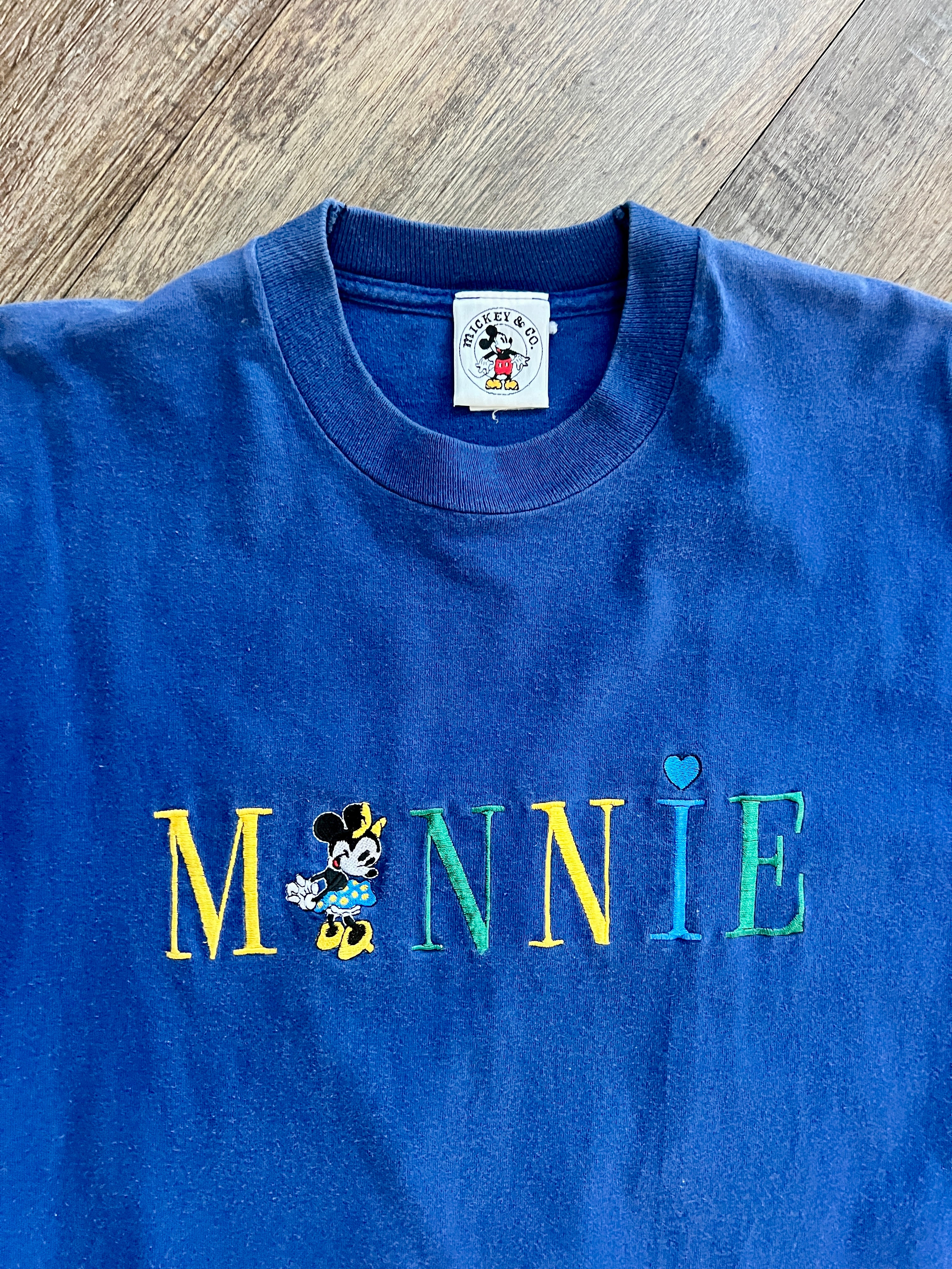 1340 - Blue Embroidered Minnie Letter Shirt - XL