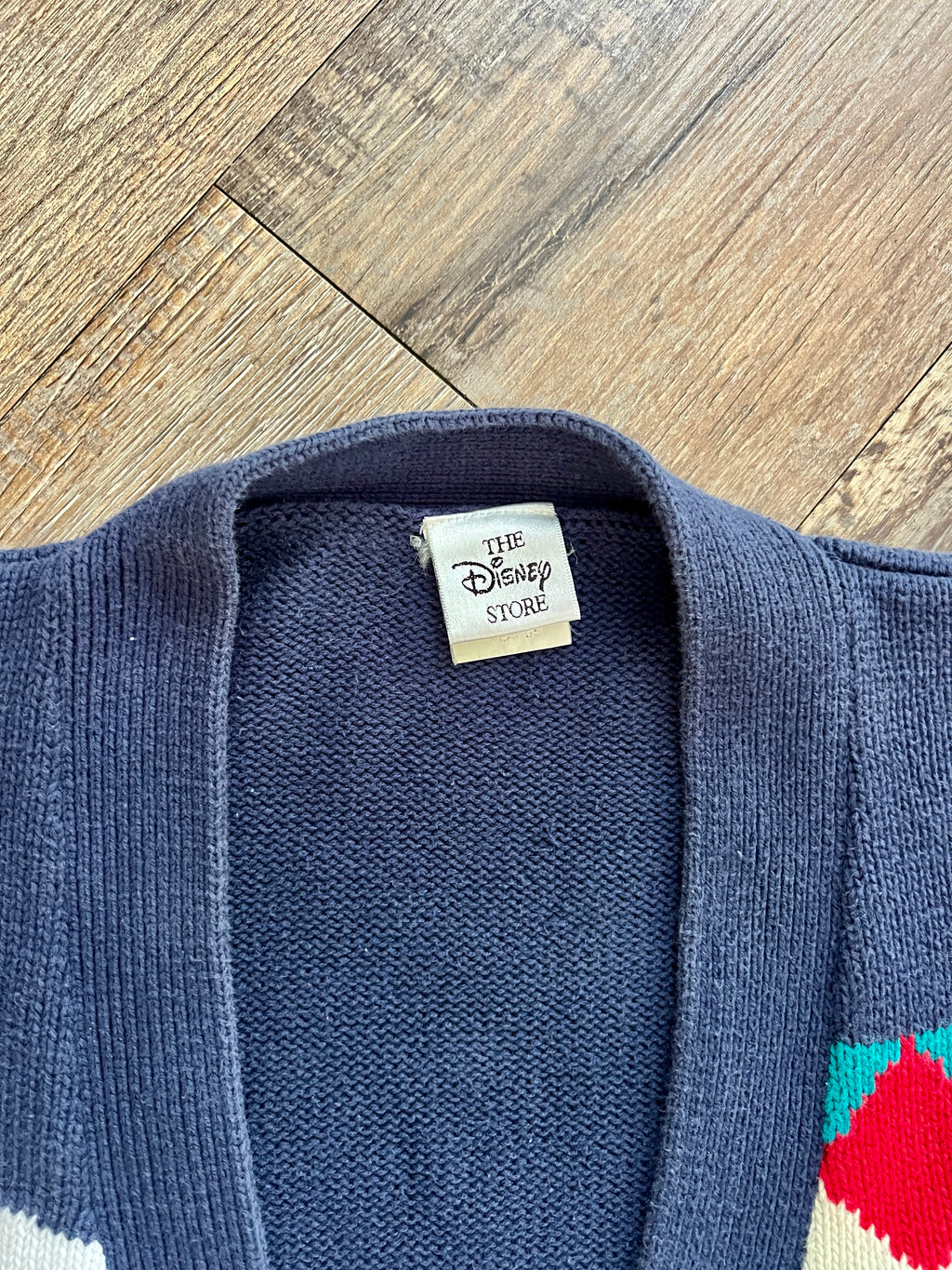 1344 - Navy & Green Embroidered Mickey Golf Cardigan - XL
