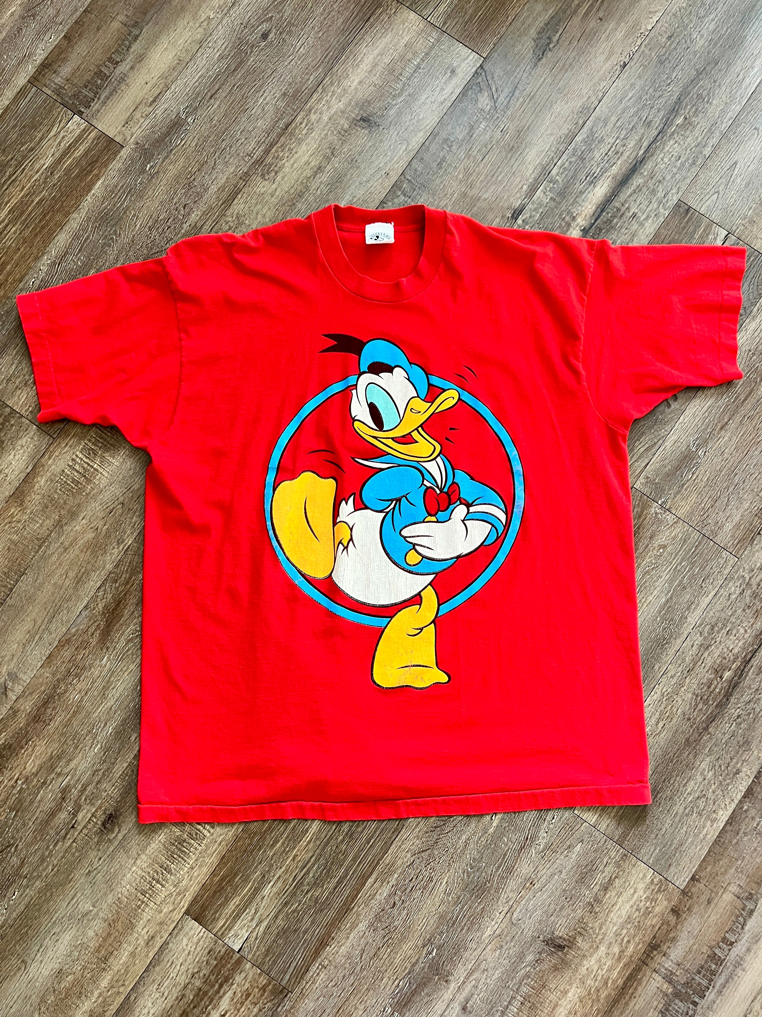 1349 - Red Donald Duck Circle Shirt - NT / OSFA