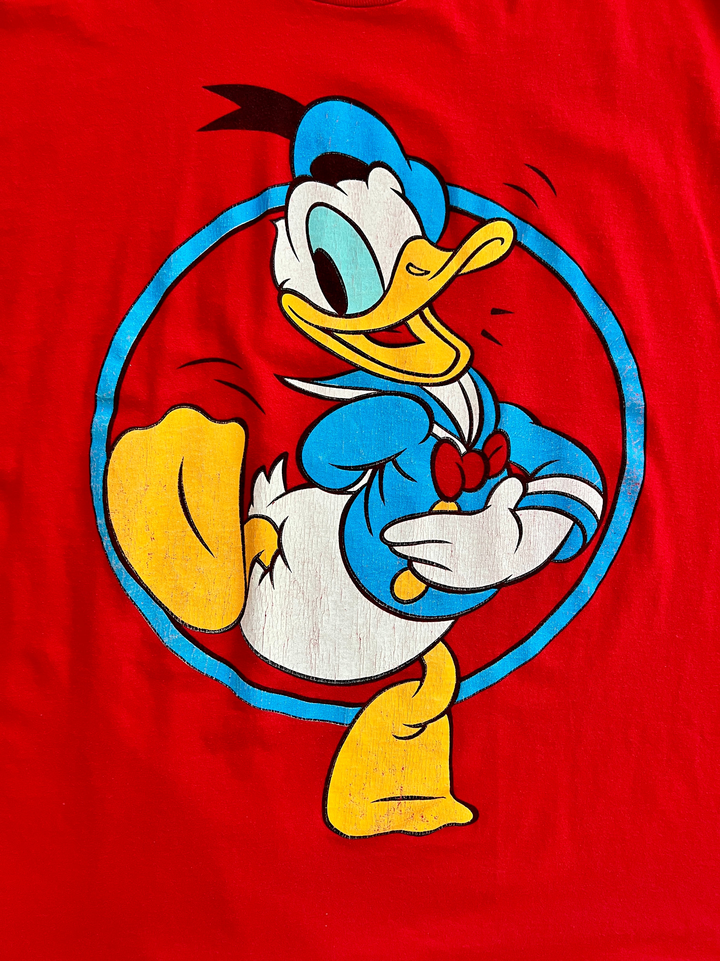 1349 - Red Donald Duck Circle Shirt - NT / OSFA