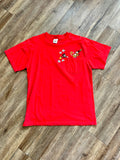 1350 - Red Embroidered Mickey & Goofy Saxophone Pocket Shirt - L