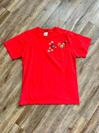 1350 - Red Embroidered Mickey & Goofy Saxophone Pocket Shirt - L