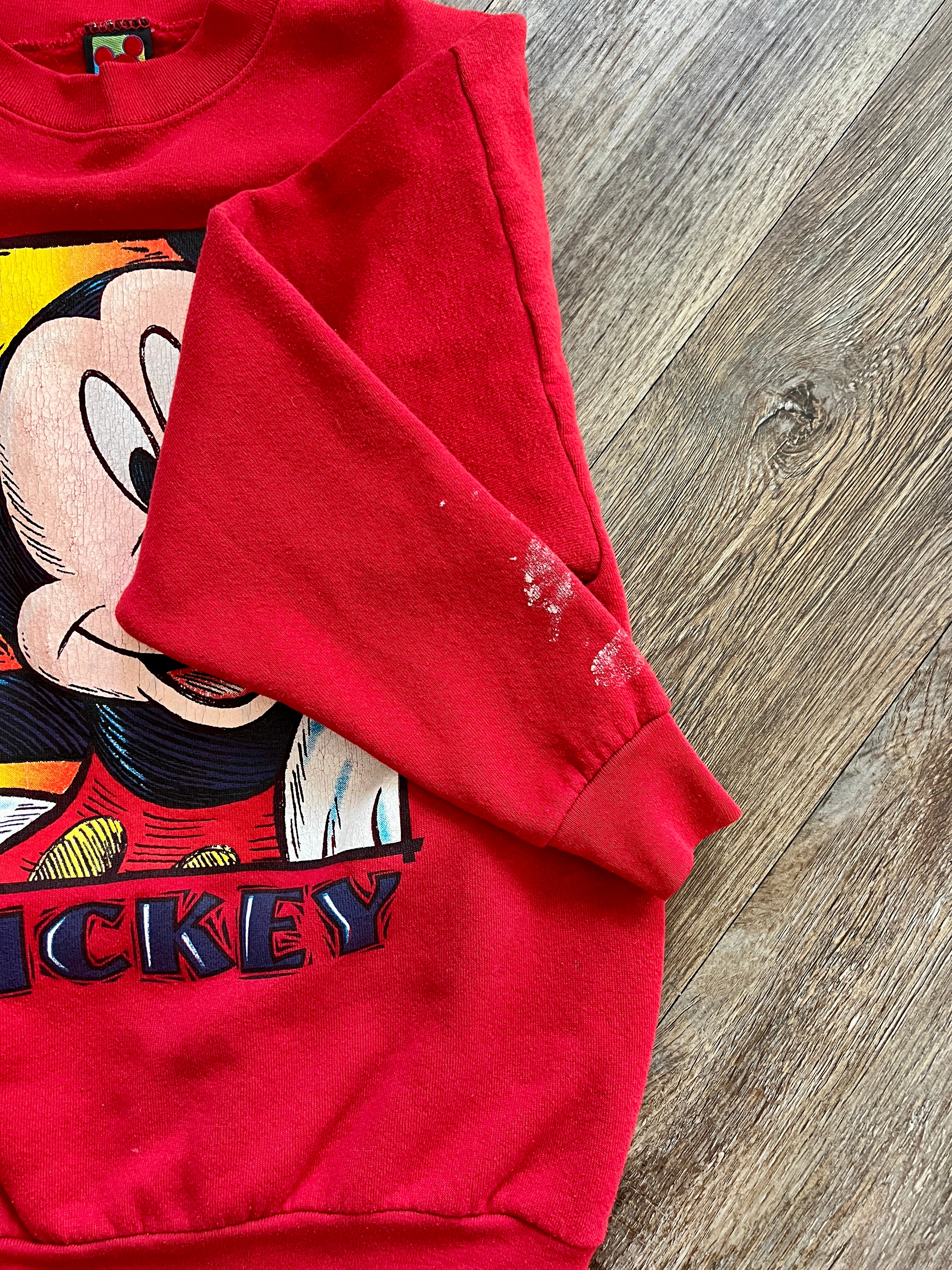 1351 - Red Sketch Mickey Box Letter Crewneck - M