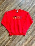 1353 - Red Embroidered Multi Color Mickey Letter Crewneck - NT / L