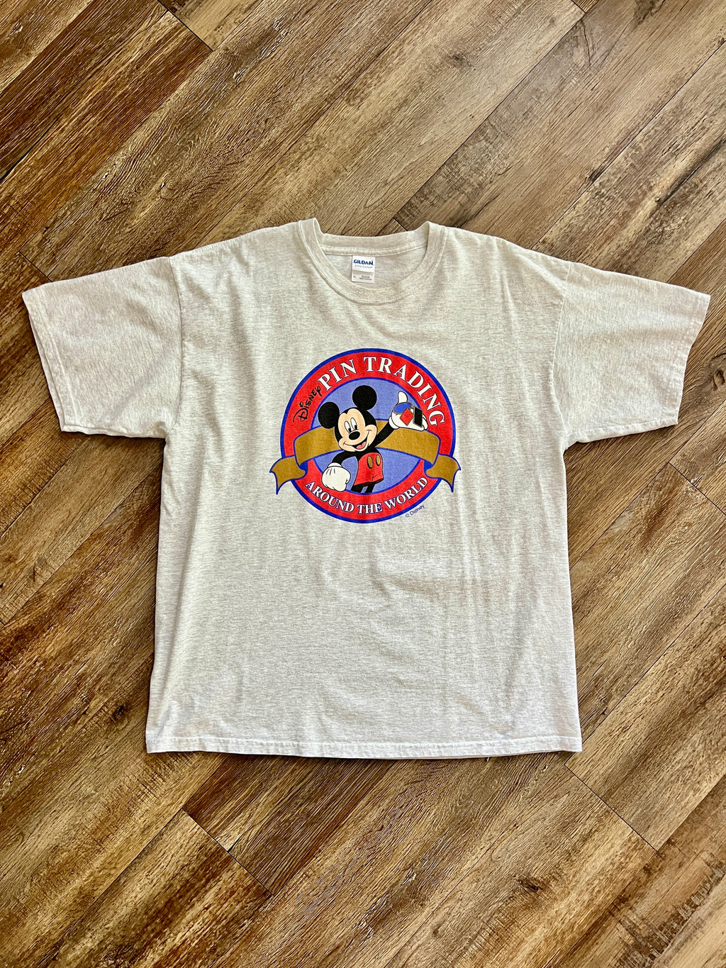1356 - Grey Mickey Pin Trading Around the World Shirt - XL