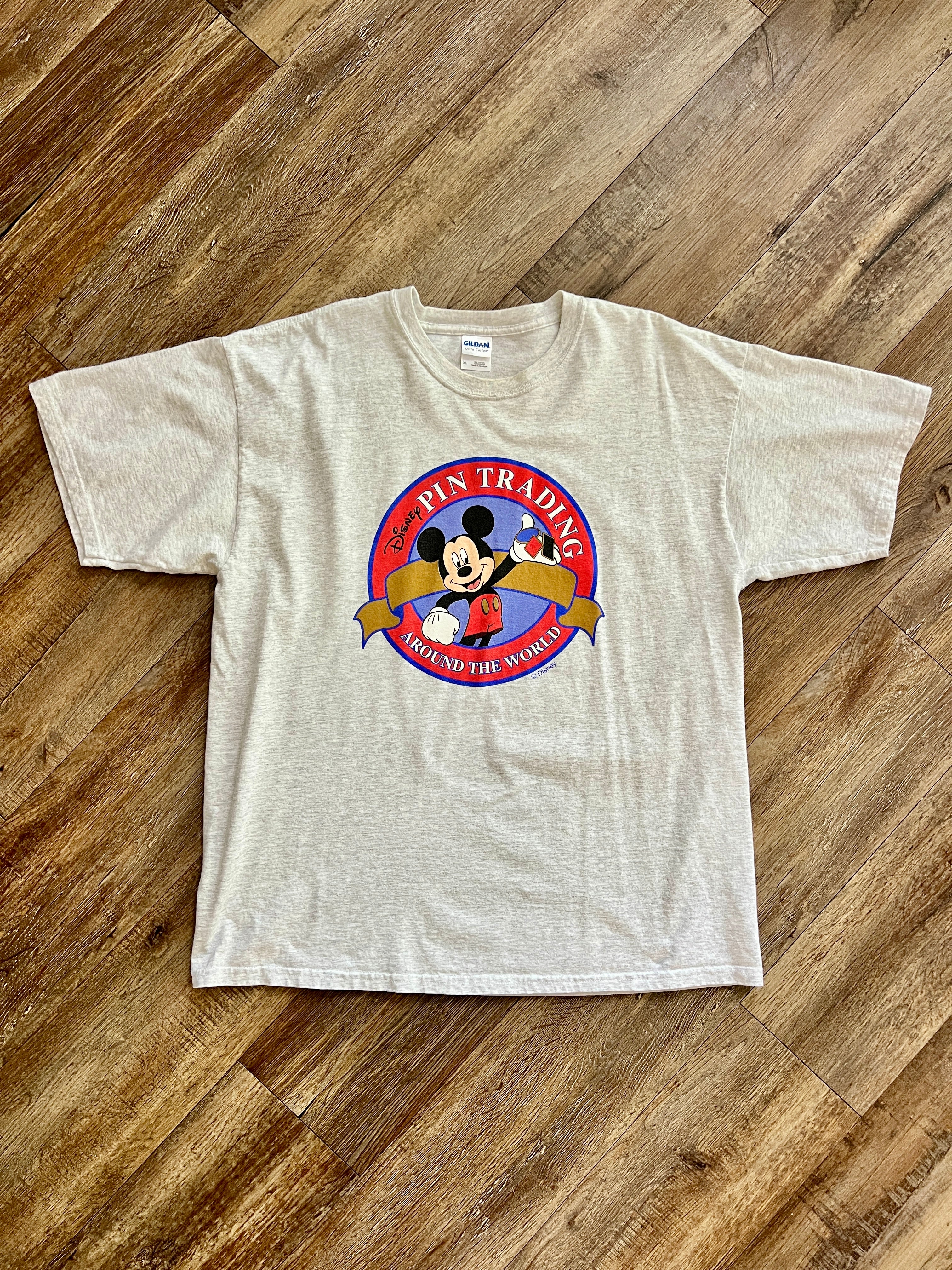 1356 - Grey Mickey Pin Trading Around the World Shirt - XL