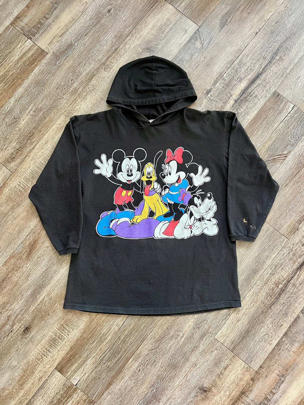1359 - Black Mickey & Friends Hooded Shirt - OSFA