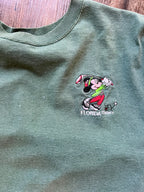 979 -Green Single Stitch Embroidered Golfing Mickey Velva Sheen Shirt - XL