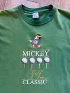 981 -Green Embroidered Mickey Tee Golf Classic Velva Sheen Shirt - XL