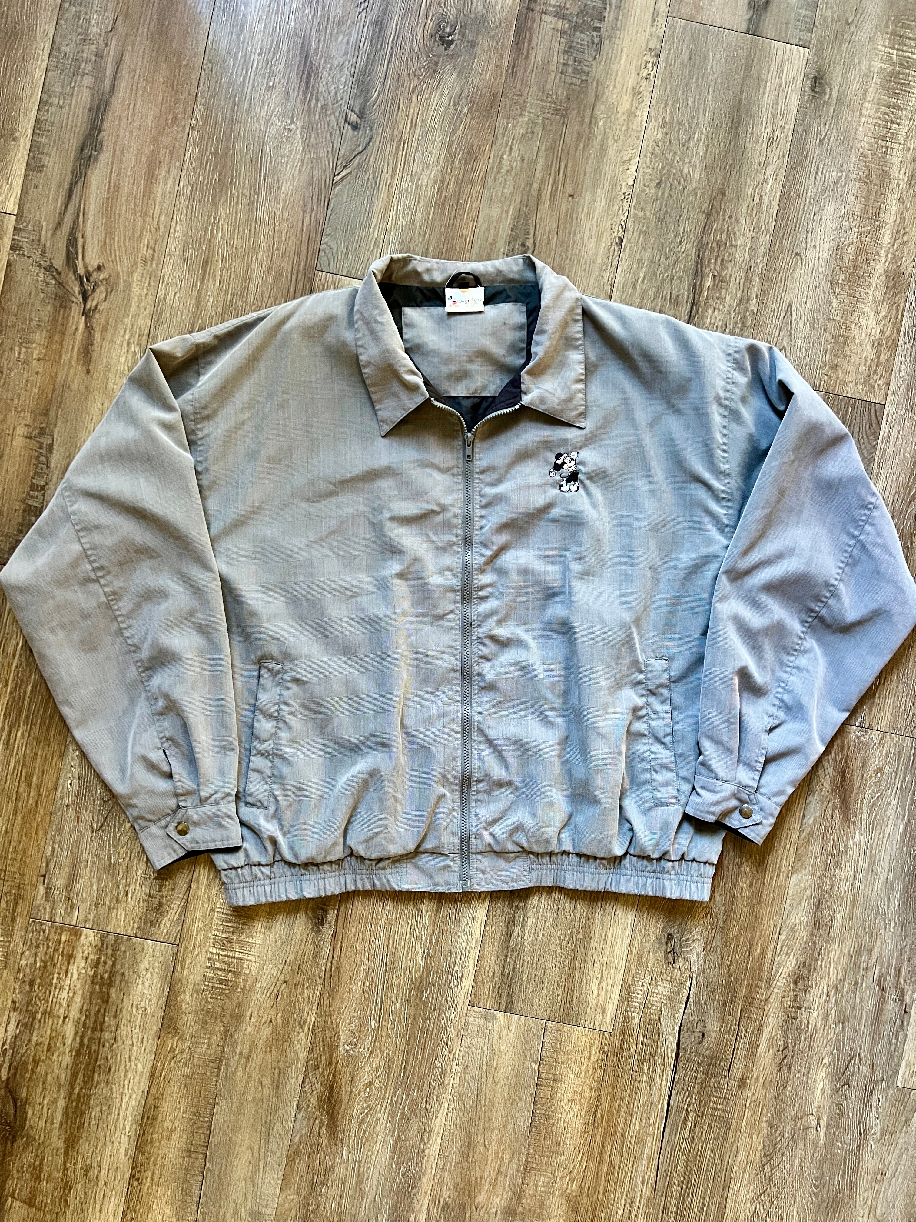 983 -Grey Houndstooth Embroidered Golfing Mickey Golf Jacket - 2XL