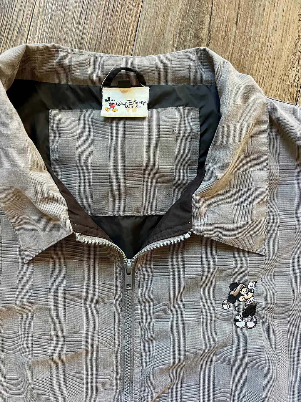 983 -Grey Houndstooth Embroidered Golfing Mickey Golf Jacket - 2XL